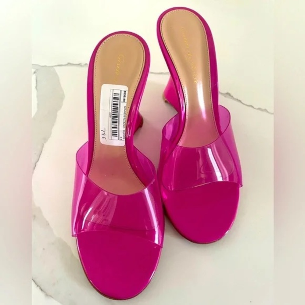 NIB GIANVITO ROSSI Pink Futura Mules Size  7.5 - Picture 5 of 5